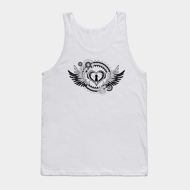 Steampunk Winged Mechanical Heart Tank Top by Blackmoon9